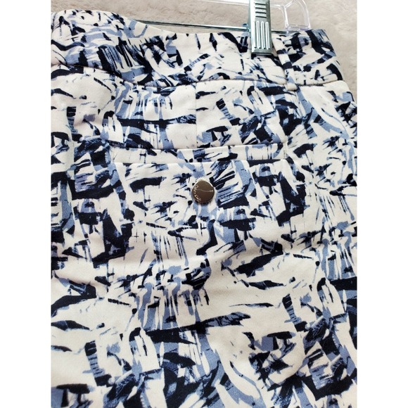 Calvin Klein Short Women Size 8 White Geo Print Cotton Slash Pockets Medium Wash - Picture 6 of 9